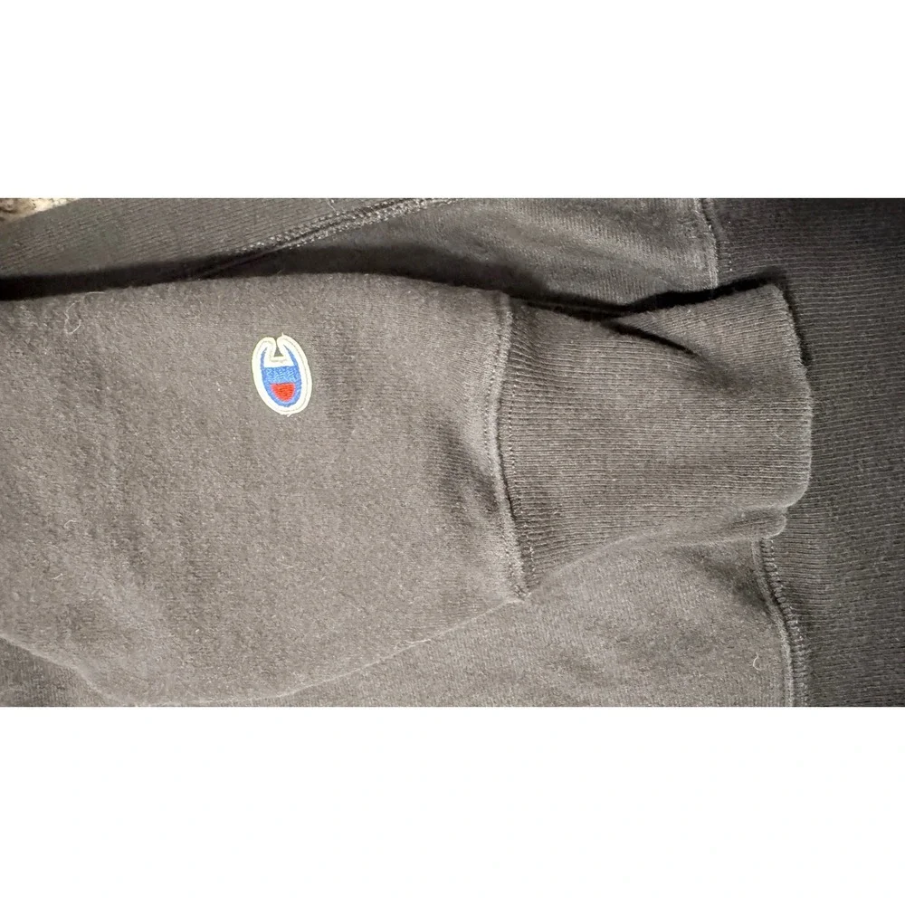 Y2K‎ Champion Reverse Weave Hoodie Sweatshirt Rose Floral Print Black Medium